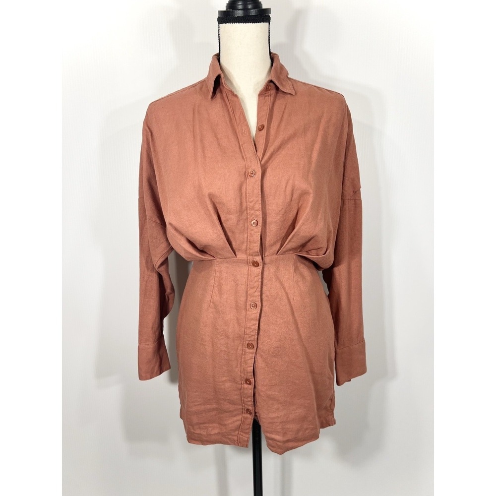 Abercrombie & Fitch Shirt Dress Size XS Rust Orange Button Up Long Sleeve Mini